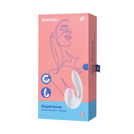 Satispyer Supernova vibrator, with a vacuum-wave stimulant, 16.9 cm, silicone, white color-15