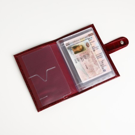 Cover for auto documents on the button, Textura, burgundy color-5