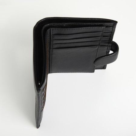 Male purse on the button, department for auto documents, black color-4