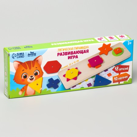 Developing game "Geometric figures by cards" 10x30x1 cm-5