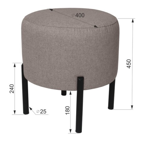 Pouffer "Charlie", 400 × 400 × 450 mm, artificial wool Cardif 06, color is light beige-1