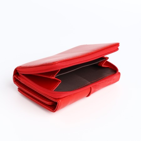 Women's wallet on the button, red color-2