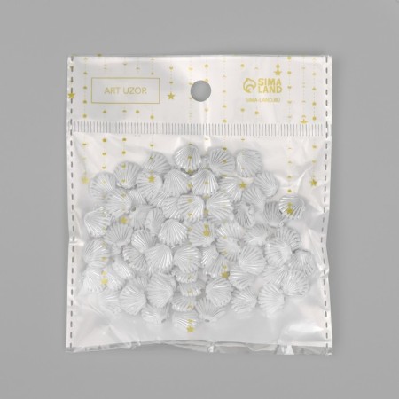 Beads for creativity plastic "shell" white-silver set 20 g 1x1x0.4 cm-3