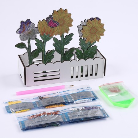 Diamond embroidery "Flowers with butterflies" Interior decor