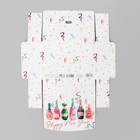 Folding Gift Box "Champagne", 16.5 x 12.5 x 5 cm, without tape, new year-6
