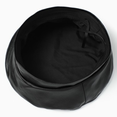 Leather beret, black color, rr 56cm-3