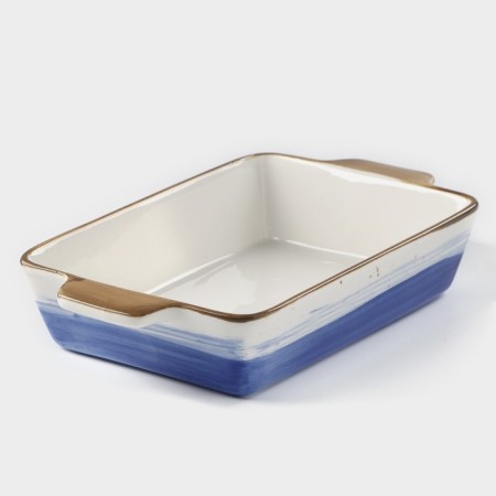 Porcelain baking form rectangular shares "Cosmos", 700 ml, 23.5 × 13.5 × 4.5 cm, blue color