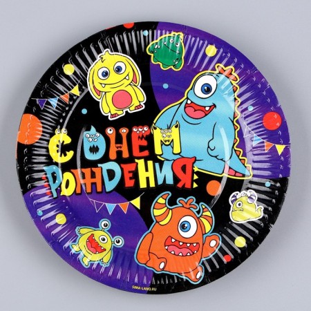 Disposable paper plate "Monster", 18 cm-1