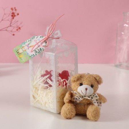 Set gift "Bear Bezh with a bow" soap red roses 5 pcs, dew 7x7x12 cm-5
