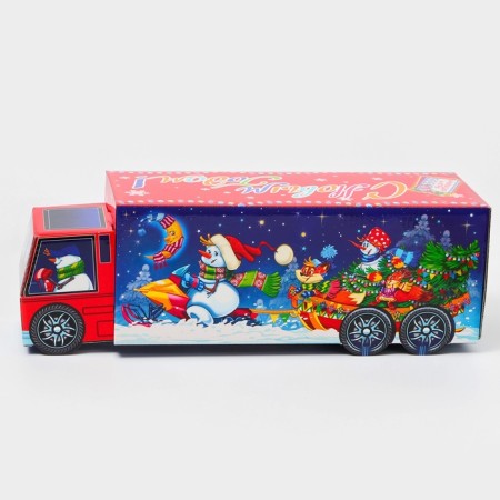 Gift box New Year's truck "Festive path" with animation 36 x 11.5 x 11 cm (cab-3