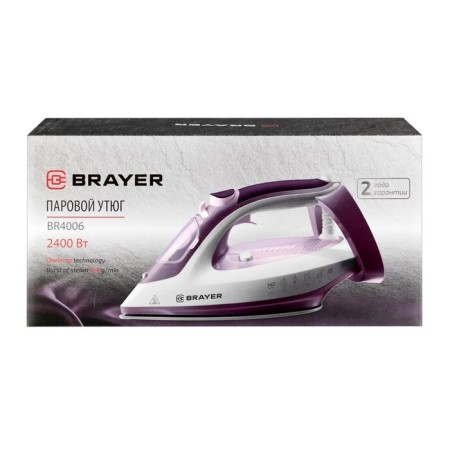 Iron Brayer 4006br, 2400 W, 280 ml, ceramic sole, 25 g/min, 280 ml, white-pink-11