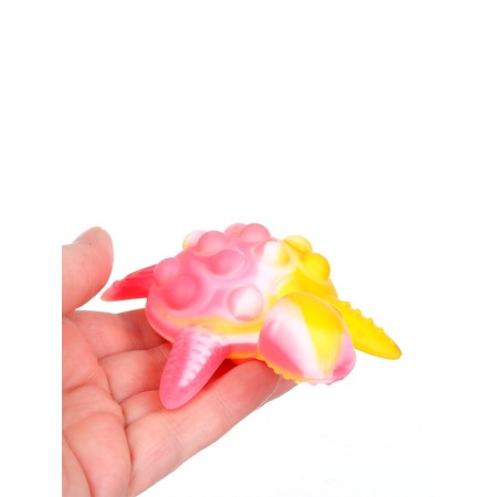 Silicone teether for teeth with a rattle of “turtle”, pink color, crumb I-4