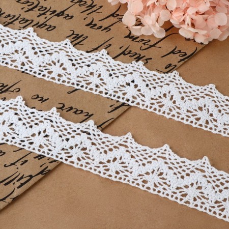 Knitted lace, 32 mm × 10 ± 1 m, white color-1