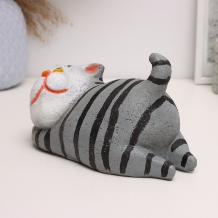 Piggy bank "Cat fat man on the stomach" gray, 10x18x9cm-2