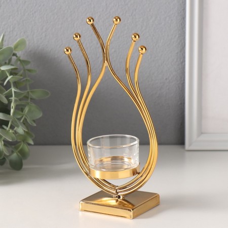 Climber Metal, glass per 1 candle "Golden Flame" d = 4.5 cm 6.5x10x20 cm-2