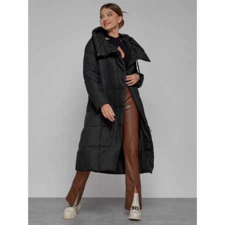 Coat insulated winter female, size 50, black color-12