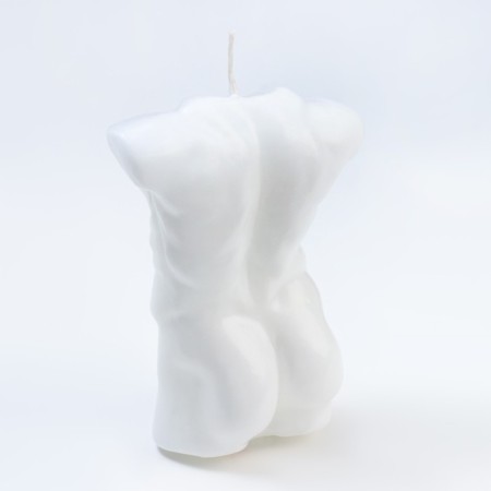 Figure candle "Male torso", 10 cm, white-4