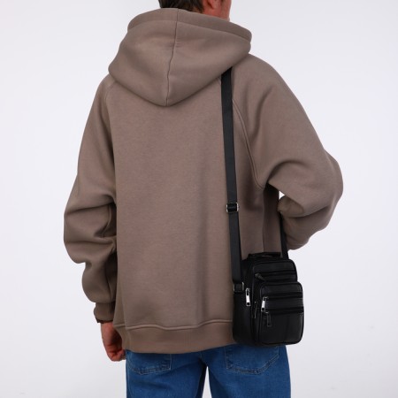 Male bag on lightning, long belt, black color-5