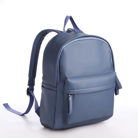 Youth backpack of artificial leather with lightning, 4 pockets, blue color