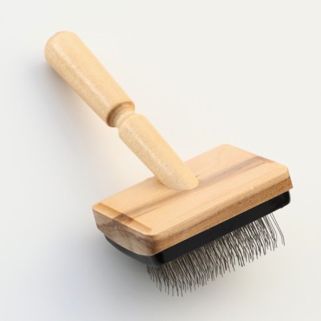 Wooden brush "premium" without drops for long -haired animals, base 80x60 mm-1