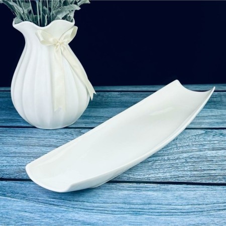 Rectangular dish Lenardi Bianco, size 41x13x4 cm