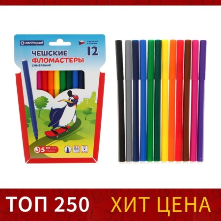 Flomasters 12 colors Centropen 7790 "Penguins" 1.8 mm, line 1.0 mm