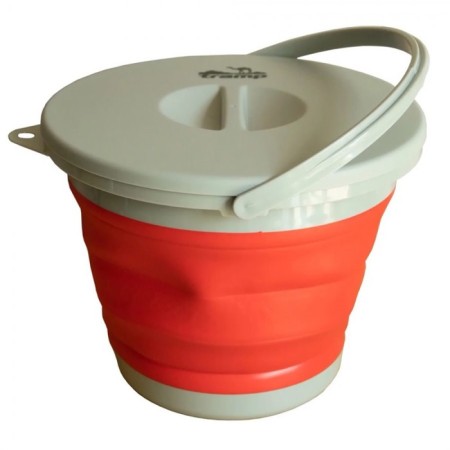 Folding bucket TRAMP TRC-127, silicone, with a lid, orange, 5l