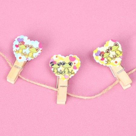 Decorative clothespins with a rope for the suspension "Hearts" set 10 pcs., 2.5 × 12.5 × 13.5 cm-1