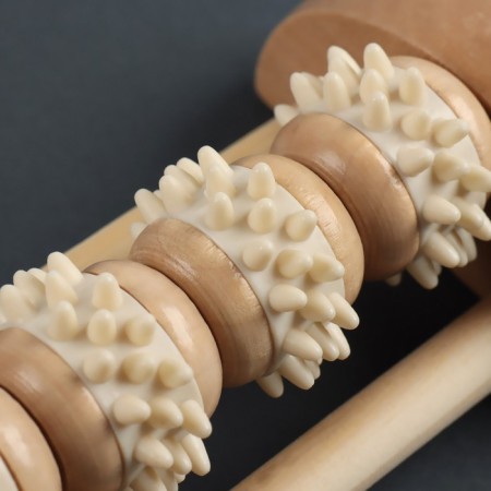 Feet massage "Night Happiness", 14.5 × 8.5 × 5 cm, 4 wheels with spikes, wooden, beige color-5