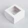 Confectionery folding box for cupcakes with a window for 4 pcs, white, 16 x 16 x 10 cm