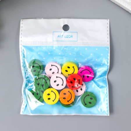 Set of beads for creativity wood "Smiley Color" set 15 grams 0.6x1.7x1.7 cm-4
