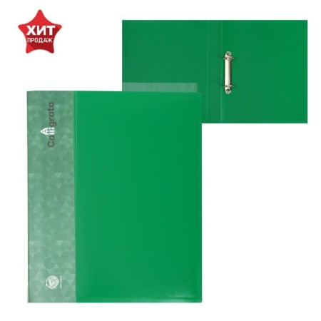 Folder on 2 rings A4, Calligrata, 40 mm, 700 μm, pocket at the end, green