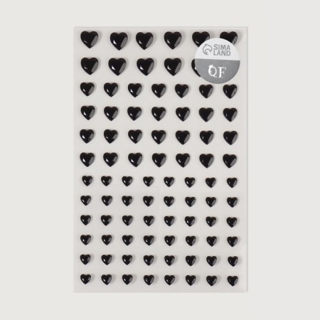 Rhinestones for the decor of the nails "hearts", on a glue basis, black color-4