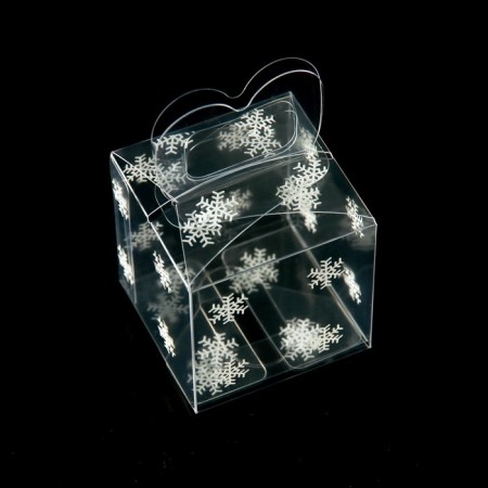 New Year. Box gift New Year's folding PVC "Snowflakes" 5 x 5 x 5 cm.-4