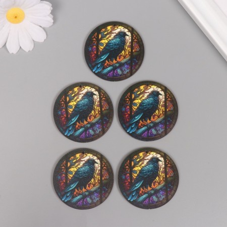 Decor for creativity tree "Raven. Stained glass" 4.6x4.6x0.3 cm-2