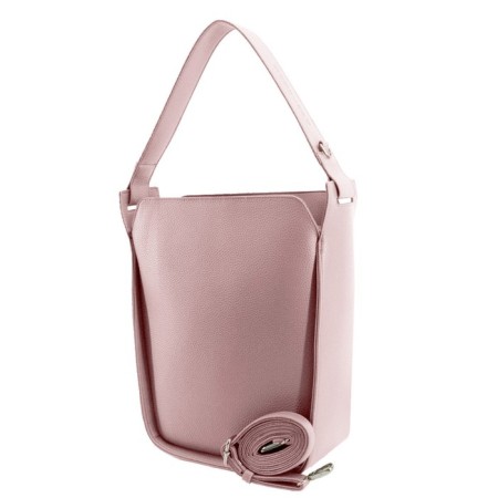 Bag women, genuine leather, pink, 31x10x24 cm