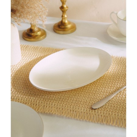 A plate for serving SL Home "Cascon", 25.4 × 18.5 × 2.5 cm, oval, bone porcelain, white-7