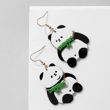 Acryl Earrings "Panda", colored in gold-2