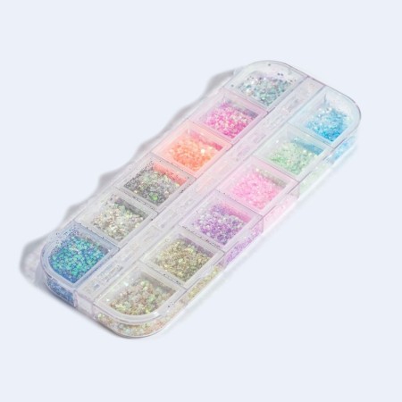 Sparkles for decor, 12 cells, small, multi -colored-7