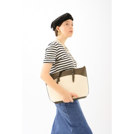 David Jones zipper bag, external pocket, beige/brown-1