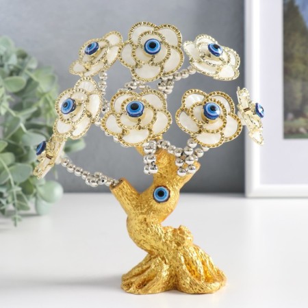Souvenir from the evil eye "Blooming tree" gold, white 13x5x18 cm