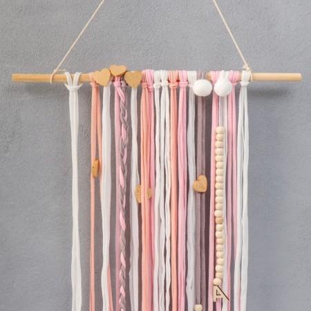 Panel -wall textile "Hearts" Pink threads 70x45 cm-1