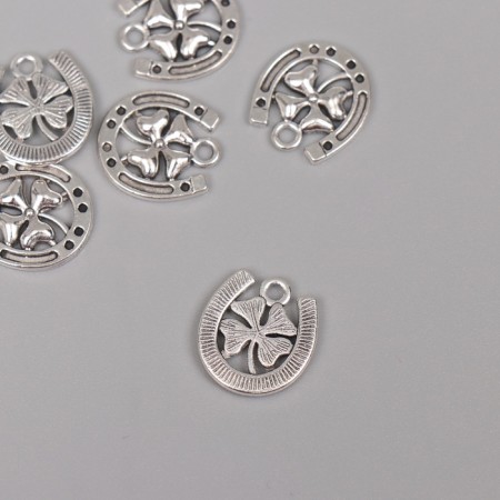 Decor for creativity Metal "Snowman with Clover" silver set 6 pcs 1.1x1.4 cm-1