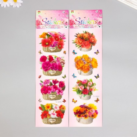 Stick Paper, Plastic "Basles with Flowers" MIX 43x12 cm-2