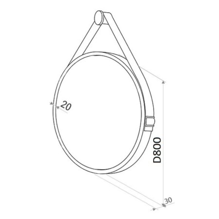 Mirror Uperwood Round, 80 cm, LED backlight, sensor, brown belt-3