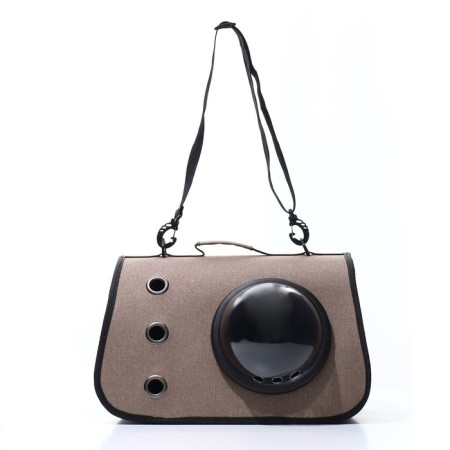 An animal carrier bag with a window, brown, 40 x 26 x 26 cm-2