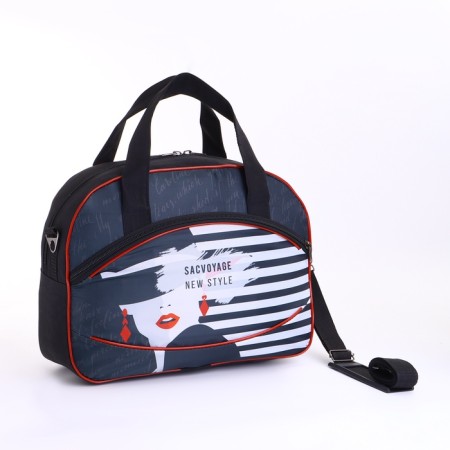 Small Small suitcase 20 "with a bag, a lightning department, with an extension, the color is black-9