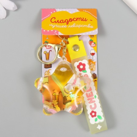A keychain plastic with a carbine, a strap "Unicorn in a star" Water, with a decor 5.5x5x2.5 cm