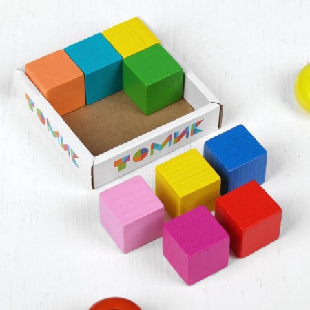 Wooden cubes "Mini" 9 pcs., 2.7 × 2.7 cm, Mix color, volume-4