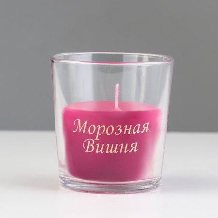 Candle in a glass aromatic "frosty cherries", 6.5x8 cm, burgundy-2